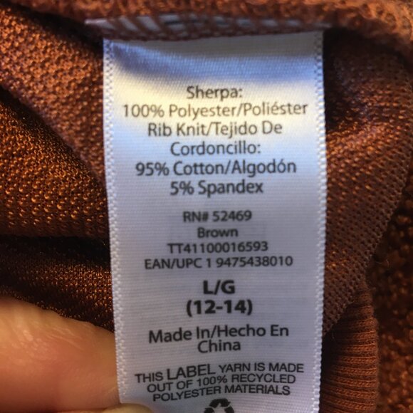 Time and Tru Sherpa Quarter Zip Sweater Womens Large Brown Rust Popcorn - Picture 5 of 6